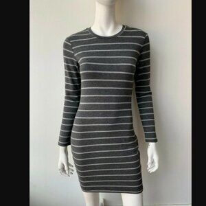 Cupcakes and Cashmere Dress Striped Jersey Grey Open Back Size Small